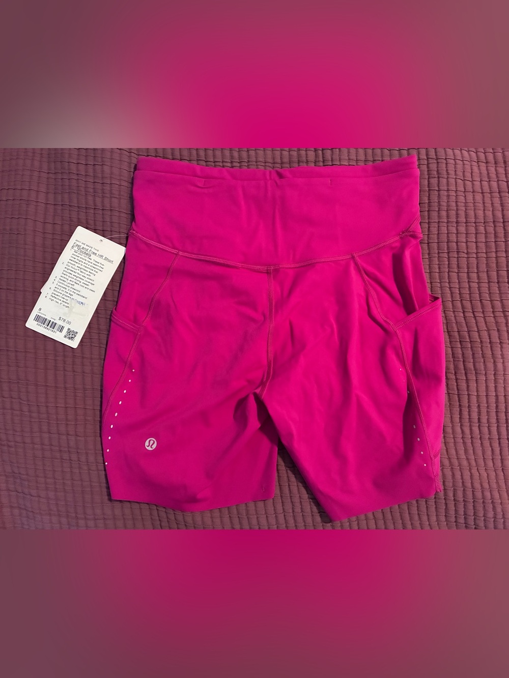 lululemon Fast Free HR Shorts 6 inch Size 8 POCKETS Pink